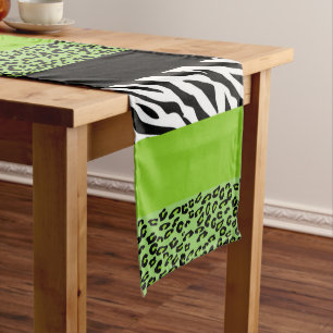 Caminho De Mesa Médio Impressão animal, zebra, leopardo manchado - verd