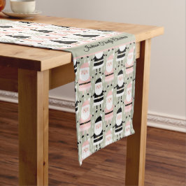Caminho De Mesa Médio Impressão de Natal Verde Pastel e Rosa