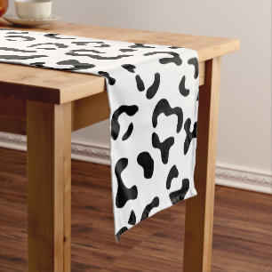 Caminho De Mesa Médio Impressão Leopardo, Manchas Leopardo, Preto E Bran