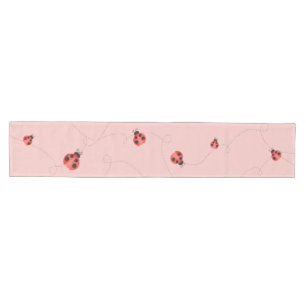 Caminho De Mesa Médio Joaninhas a Voar em Aquarela Rosa