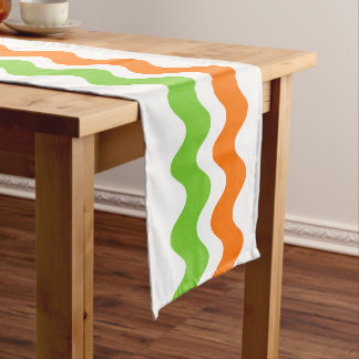 Caminho De Mesa Médio Listra Groovy Ric Rac - Laranja & Verde Lima