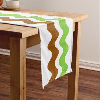 Caminho De Mesa Médio Listra Groovy Ric Rac - Marrom e Lima