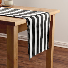 Caminho De Mesa Médio Listrado de Preto e Branco