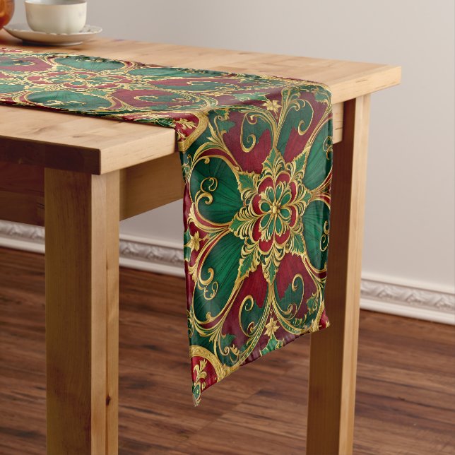 Caminho De Mesa Médio Mesa de Natal Vermelho Verde (No Local)