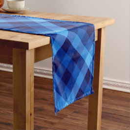 Caminho De Mesa Médio Mesa Média Xadrez Azul-Oceano Retroativo