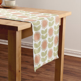 Caminho De Mesa Médio  Mid-Century Pastel Pink Retro Floral Pattern