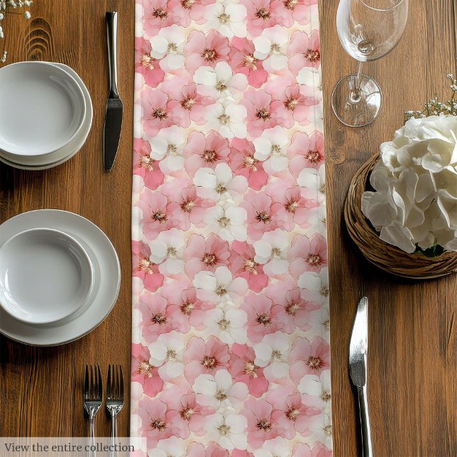 Caminho De Mesa Médio Modern dusty pink and gold wedding table runner (Modern dusty pink and gold wedding table runner)