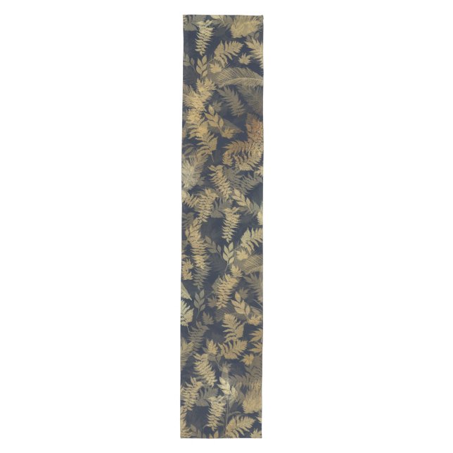 Caminho De Mesa Médio Modern Tropical Gold Foliage Blue Pattern (Frente)