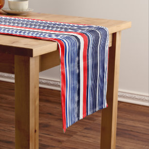 Caminho De Mesa Médio Mola de café azul, vermelha e branca