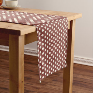 Caminho De Mesa Médio Morango e Bolinhas branca