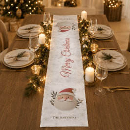 Caminho De Mesa Médio Natal Personalizado de Papai Noel – Nome da Famíli