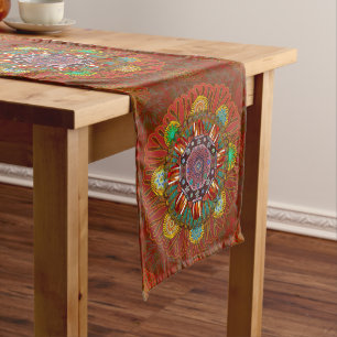Caminho De Mesa Médio O Filtro Vermelho Floral do Pico Manipur Mandala