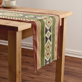 Caminho De Mesa Médio Oliveira Verde Ochre Yellow Tribal Ikat Art
