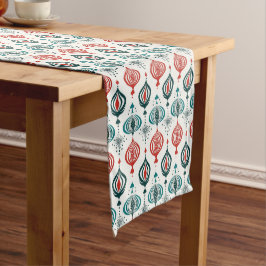 Caminho De Mesa Médio Ornamentos de Feriados Vermelhos Azul-Teal de Esti