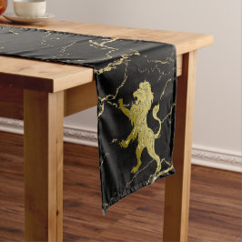 Caminho De Mesa Médio Ouro Royal Lion Black Marble