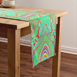 Caminho De Mesa Médio Padrão Abstrato Laranja e Verde Lima Retrô