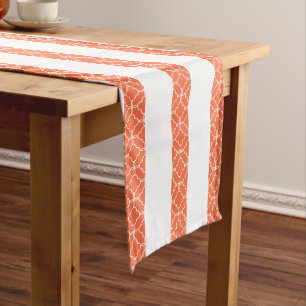 Caminho De Mesa Médio Padrão Branco e Laranja Queimado Moderno