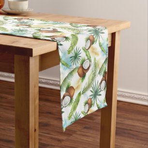 Caminho De Mesa Médio Padrão de Coco Tropical de Aquarela