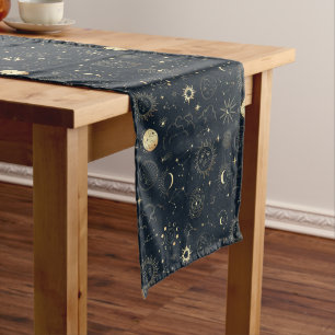 Caminho De Mesa Médio Padrão de constelação de estrelas Dourada Azul da