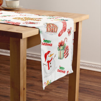 Caminho De Mesa Médio Padrão de Natal sem costura