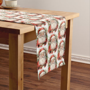 Caminho De Mesa Médio Padrão de Sorriso de Santa Claus natais vintages