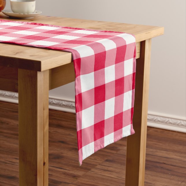 Caminho De Mesa Médio Padrão de Verificação de Gingham Vermelho (No Local)