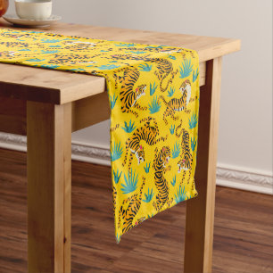 Caminho De Mesa Médio Padrão Dourado de Tigre Asiático