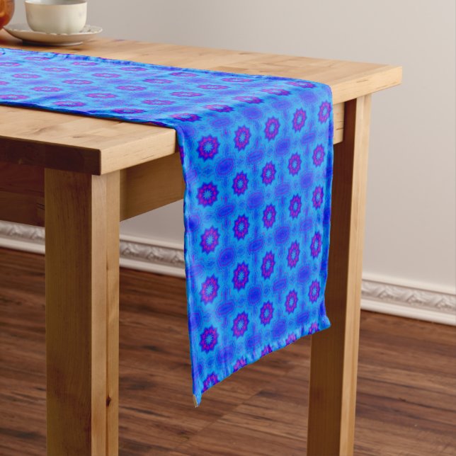 Caminho De Mesa Médio Padrão impressão africano azul e roxo (No Local)