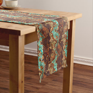 Caminho De Mesa Médio Padrão Marble Geode Verde de Turquesa Marble Marb