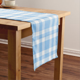 Caminho De Mesa Médio Padrão Xadrez Azul Branco