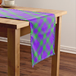 Caminho De Mesa Médio Padrão Xadrez Verde Roxo