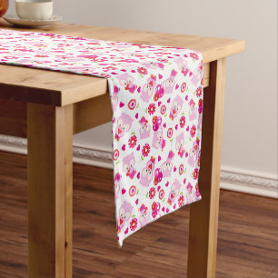 Caminho De Mesa Médio Padrões De Corujas, Corujas Frescas, Corujas Rosa,