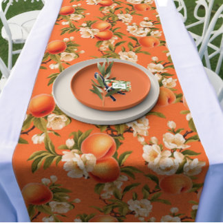Caminho De Mesa Médio Paquaria Blooms - Pêssego de Aquarela