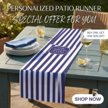 Patio Exterior Listrado Azul Marinho Personalizado