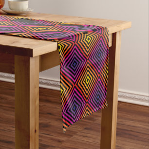 Caminho De Mesa Médio Psicodélico Rainbow Chevron Patterno