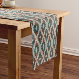 Caminho De Mesa Médio Red Dark Brown Teal Blue Arte Nativa