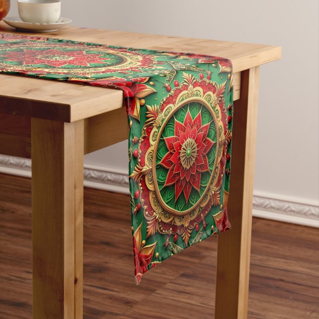 Caminho De Mesa Médio Red Green Decorative Holiday Table Runner (No Local)