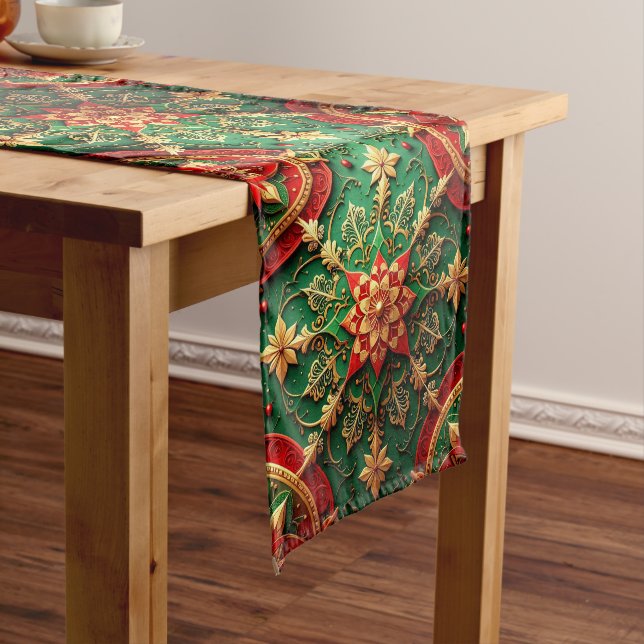 Caminho De Mesa Médio Red Green Decorative Holiday Table Runner (No Local)