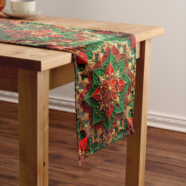 Caminho De Mesa Médio Red Green Decorative Holiday Table Runner (No Local)