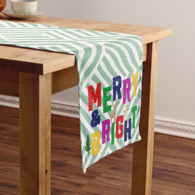 Caminho De Mesa Médio Reindeer feliz e pinheiro brilhante Snowman (No Local)