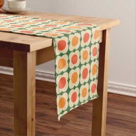 Caminho De Mesa Médio Retro 70s Scandi Flowers -Mid mod- Orange on Green