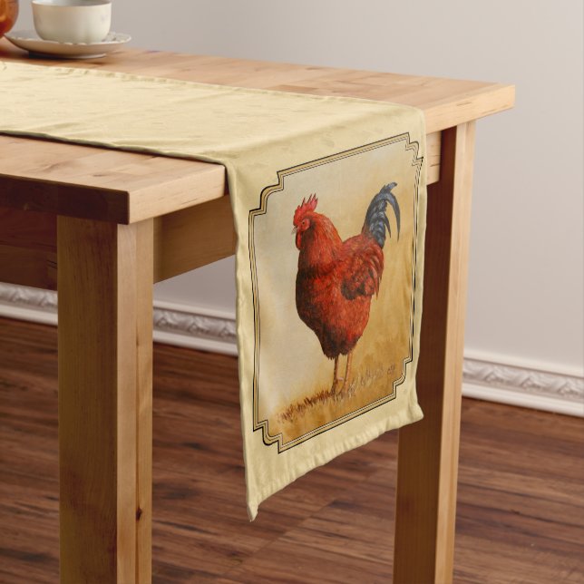 Caminho De Mesa Médio Rhode Island Red Rooster Amarelo Fundo (No Local)