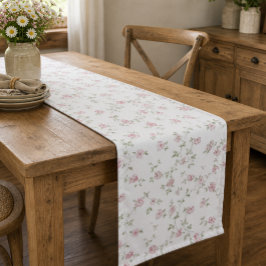 Caminho De Mesa Médio Rosas Pink Românticas Vintage Suave Floral Casa de