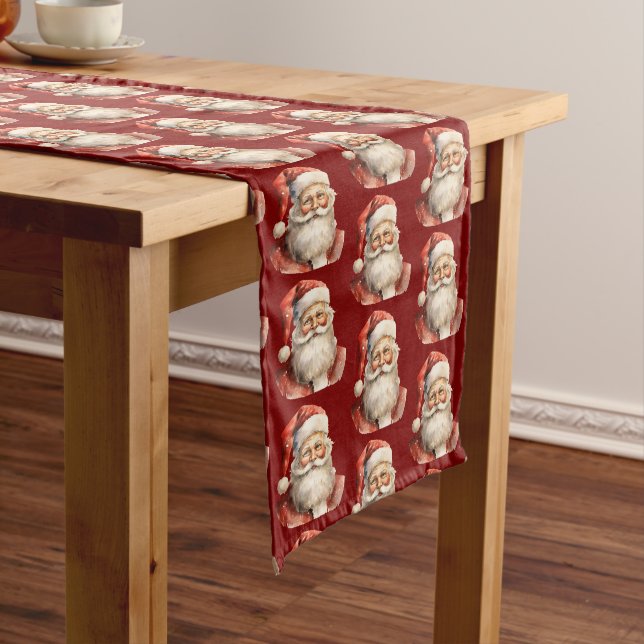 Caminho De Mesa Médio Santa Claus Retro Christmas Pattern (No Local)