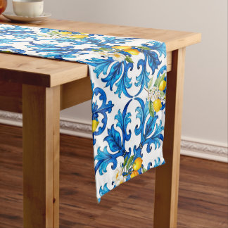 Caminho De Mesa Médio Siciliano,verão,limão,mosaico,azul,