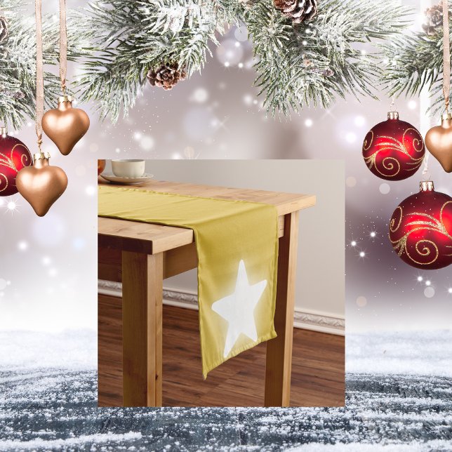 Caminho De Mesa Médio Simples Natal do Decor Branco em Dourado | (Criador carregado)