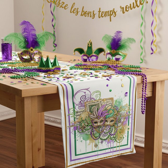 Caminho De Mesa Médio Splatter Mardi Gras collage (Criador carregado)