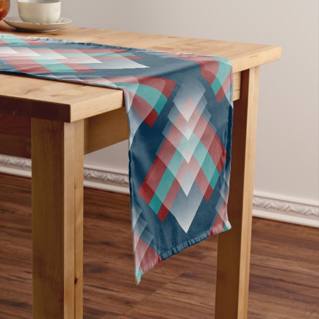 Caminho De Mesa Médio Teal burgundy azul (No Local)