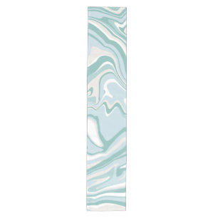 Caminho De Mesa Médio Tendy Abstrato Mint Blue Turquoise Swirl