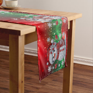 Caminho De Mesa Médio Toalhete de Mesa de Natal com Boneco de Neve e Rhi